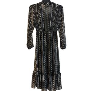 ALY DALY‎ Black Polka Dot Stripe Sheer Maxi Dress Women's Size S